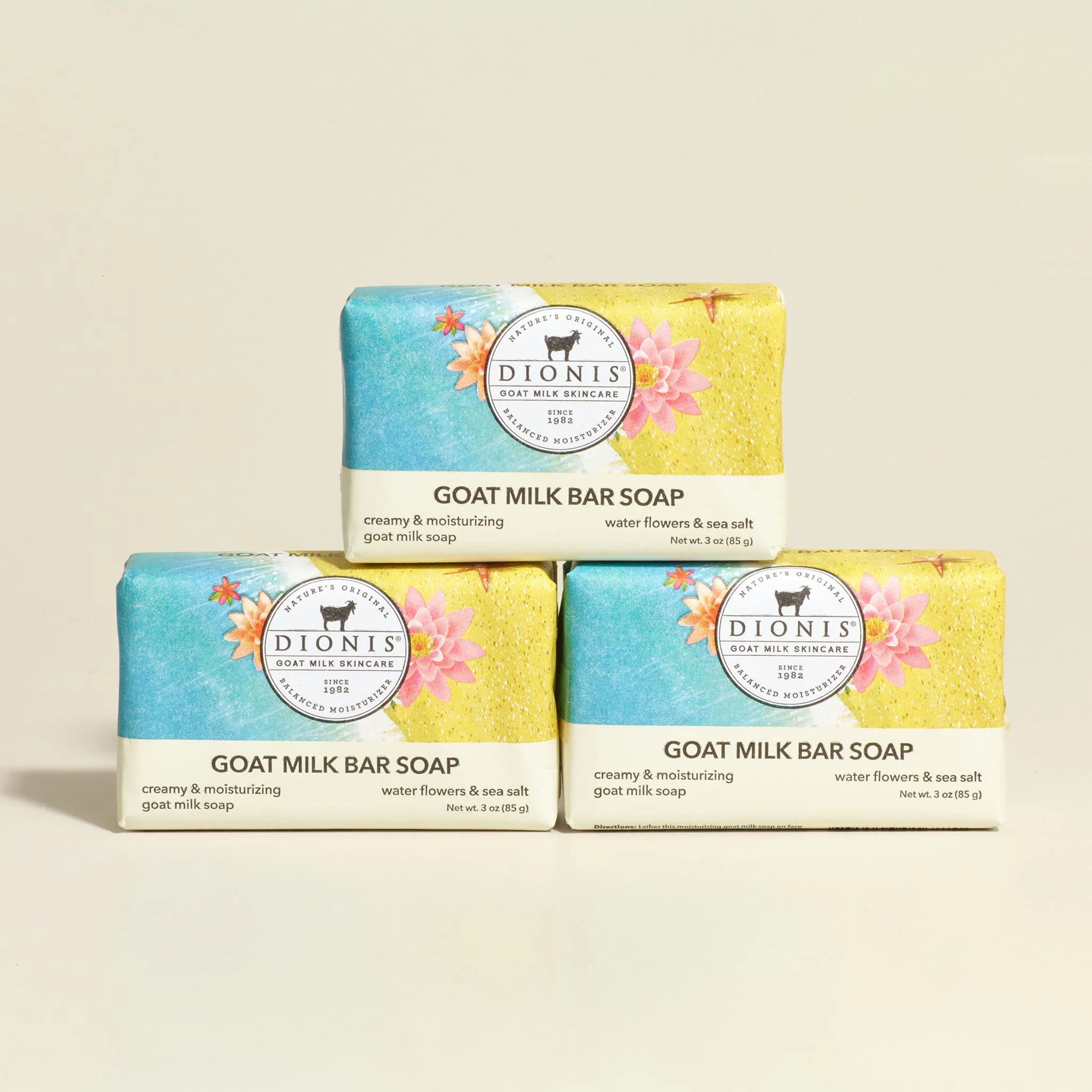 3 oz Water Flowers & Sea Salt Goat Milk Bar Soap, Set of 3 - Image 4