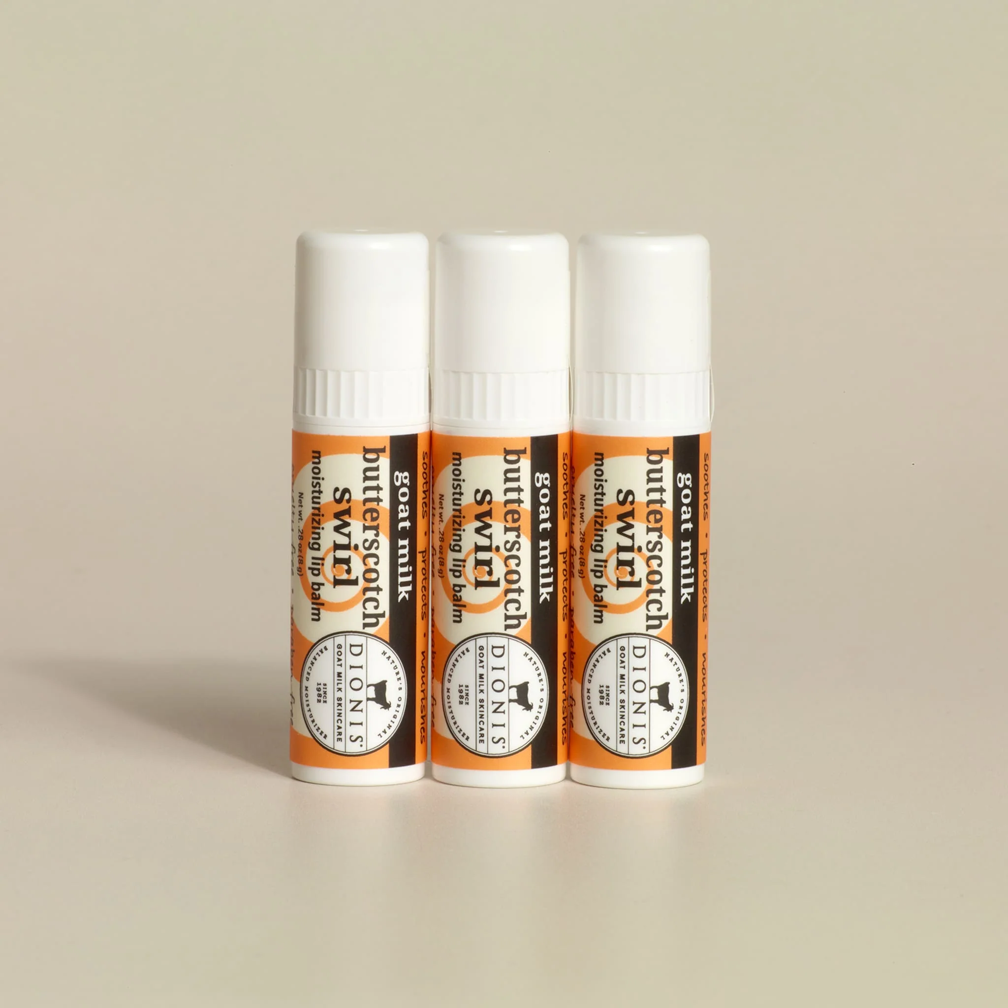 Butterscotch Swirl Goat Milk Lip Balm, Set of 3