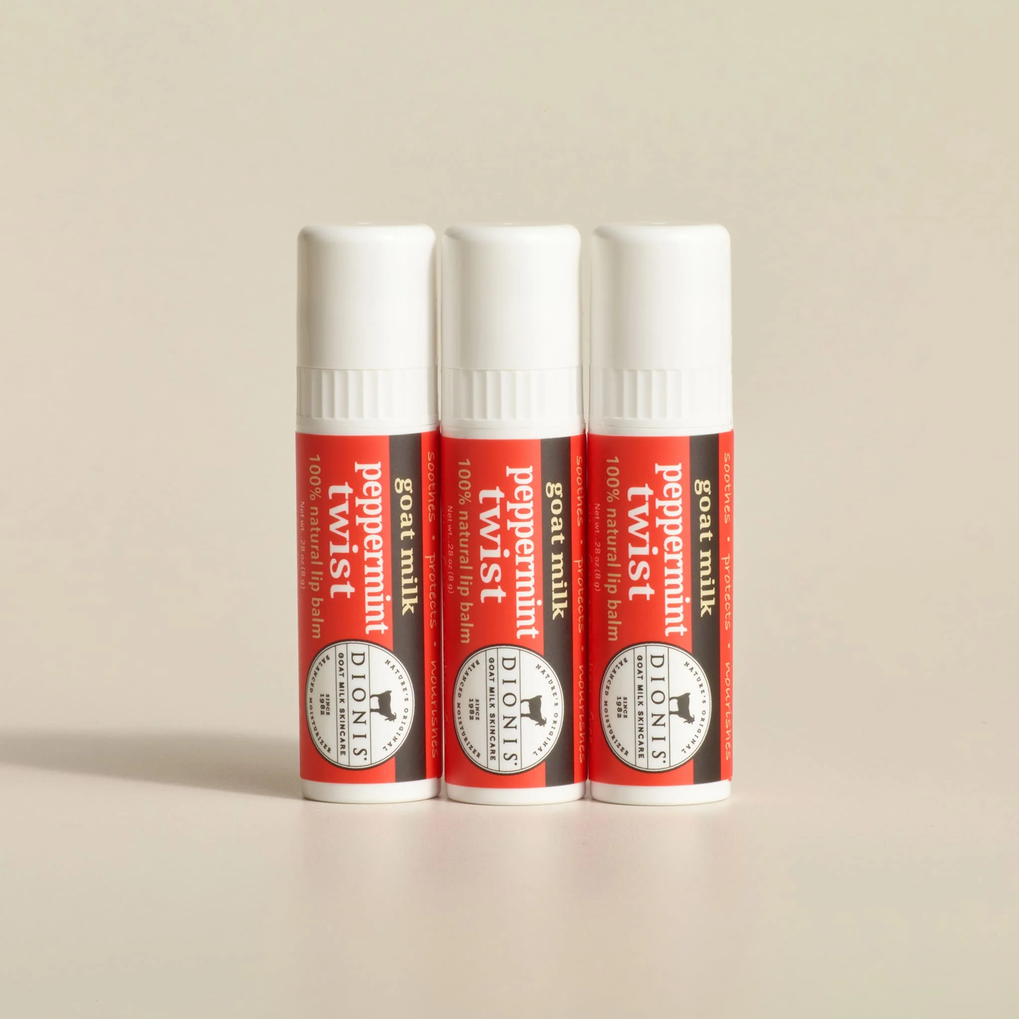 Peppermint Twist Goat Milk Lip Balm, Set of 3